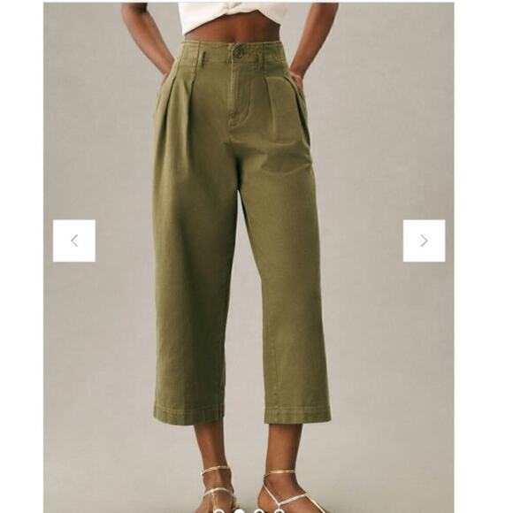 Maeve Remi Wide-Leg Crop Chino Pants in Light Green, sz 0 - Picture 1 of 16